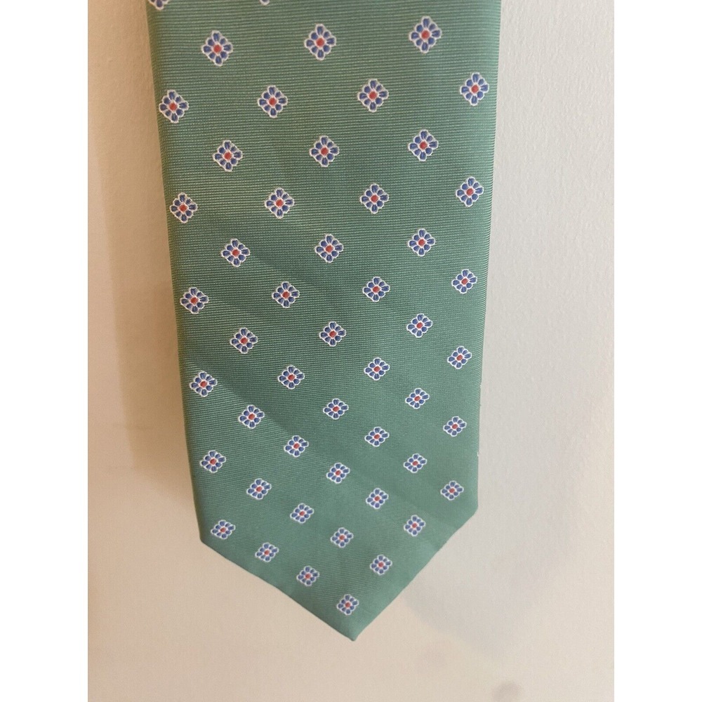 Brooks Brothers Makers Men's Green Floral Silk Necktie Handmade In USA - Picture 3 of 5